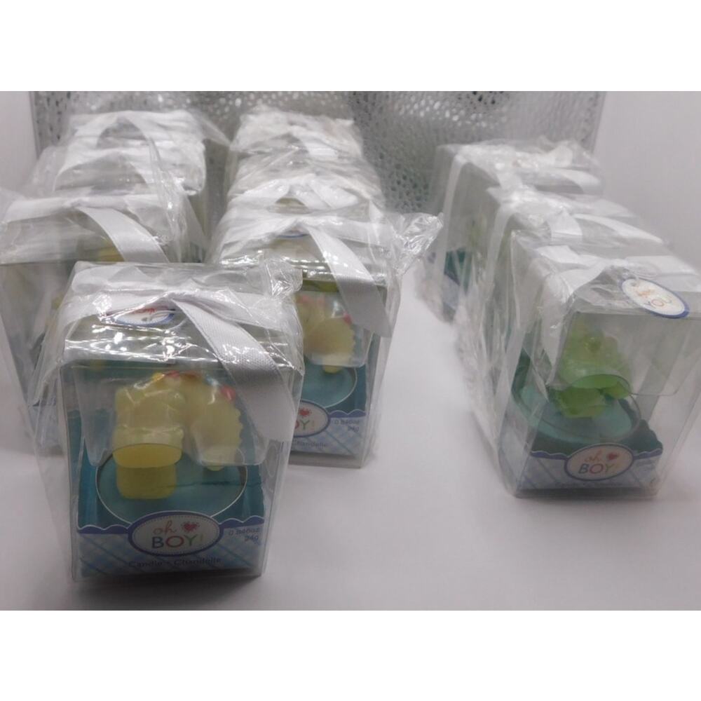 "Oh BOY" Green & Yellow Alligator Candle Kate Aspen New in Box Set of 10
